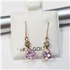 Image 1 : 14K YELLOW GOLD PINK SAPPHIRE(1.2CT) & DIAMOND (0.2CT) EARRINGS