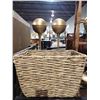 Image 2 : ASSORTED GOLDEN DECORATIVE FIGURES, TOWEL HOLDERS, & WICKER BASKET