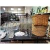 Image 2 : ASSORTED KITCHENWARE, VINTAGE MILK CRATE WITH GLASSES, & BASKETS