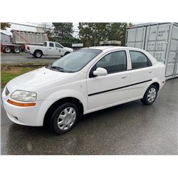 2006 CHEVROLET AVEO, WHITE 4DRSD, GAS, AUTOMATIC, VIN#KL1TG59656B597809, 127,285KMS,