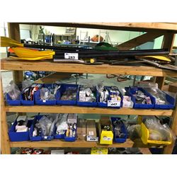 ASSORTED FORKLIFT PARTS & PIECES SUCH AS: SPARK PLUGS, SWITCH KITS, BEARINGS, HALOGEN, NUTS, & MORE