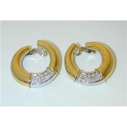 9092 18K 2 Tone Gold Earrings w/ Diamonds
