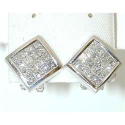 9102 14KW Gold Post/ Clip-on Earrings w/ Diamonds