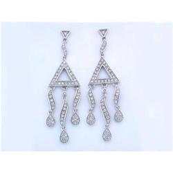 9123 14k White Gold Dangling Earrings
