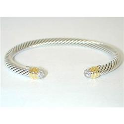 9124 David Yurman Silver/18K Gold Bangle w/ Diamonds