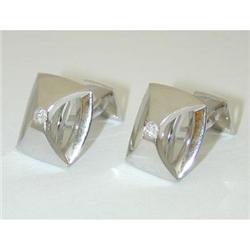 3245 MAUBOUSSIN PARIS 18KW Gold Cufflinks w/Dia