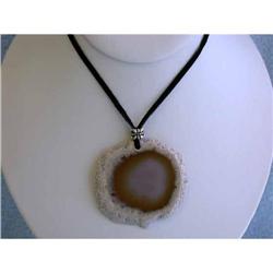 243 Leather Necklace with Agate Pendant