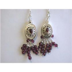 259 Dangling Silver and Ruby Earrings