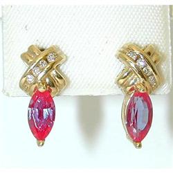 5008 14K Gold Post Earrings w/Gemstones/Diamonds