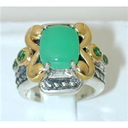 525 BJC Silver/14K Gold Ring w/Created Jade/Peridot