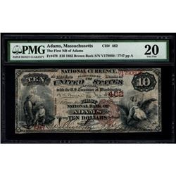 1882 $10 Adams National Bank Note PMG 20