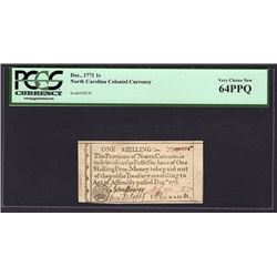 1771 One Shilling NC Colonial Note PCGS 64PPQ