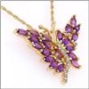 Image 1 : Plated 18KT Yellow Gold 3.05ctw Amethyst and Diamond Pendant with Chain