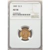 Image 1 : 1889 $2 1/2 Liberty Head Quarter Eagle Gold Coin NGC AU58