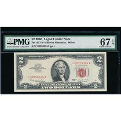 1963 $2 Legal Tender STAR Note PMG 67EPQ