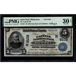 1902 $5 St Paul National Bank Note PMG 30EPQ