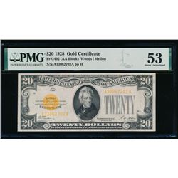 1928 $20 Gold Certificate PMG 53