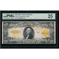 1922 $20 Gold Certificate PMG 25