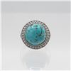 Image 1 : Lab Created 16 Ct Sterling Silver Round Turquoise Ring