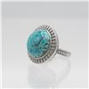 Image 2 : Lab Created 16 Ct Sterling Silver Round Turquoise Ring