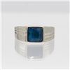 Image 1 : Lab Created Men's 3.5 Ct Blue Sapphire Ring