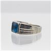 Image 2 : Lab Created Men's 3.5 Ct Blue Sapphire Ring