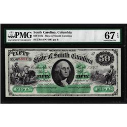 1872 $50 State of South Carolina Revenue Bond Obsolete Note PMG Superb Gem Unc. 67EPQ