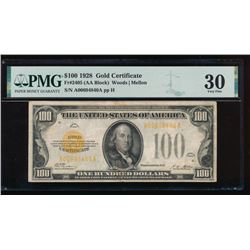 1928 $100 Gold Certificate PMG 30
