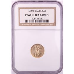 1990-P $5 Proof American Gold Eagle Coin NGC PF69 Ultra Cameo