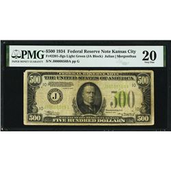 1934 $500 Kansas City Federal Reserve Note PMG 20