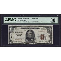 1929 $50 Detroit National Bank Note PMG 30