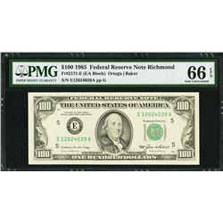 1985 $100 Richmond Federal Reserve Note PMG 66EPQ