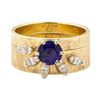 Image 2 : 1.40 ctw Blue Sapphire and Diamond Ring - 14KT Yellow Gold