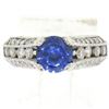 Image 3 : 14k White Gold 2.50 ctw FINE Tanzanite Solitaire Round Diamond Open Milgrain Rin