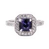 Image 2 : 1.64 ctw Blue Sapphire And Diamond Ring - 14KT White Gold