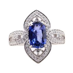 1.96 ctw Sapphire and Diamond Ring - 18KT White Gold