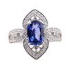 Image 1 : 1.96 ctw Sapphire and Diamond Ring - 18KT White Gold
