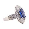 Image 2 : 1.96 ctw Sapphire and Diamond Ring - 18KT White Gold