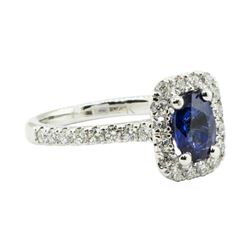 1.45 ctw Oval Brilliant Blue Sapphire And Diamond Ring - 14KT White Gold