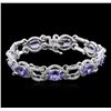 Image 1 : 14KT White Gold 9.85 ctw Tanzanite and Diamond Bracelet