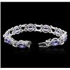 Image 3 : 14KT White Gold 9.85 ctw Tanzanite and Diamond Bracelet