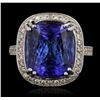 Image 1 : 14KT White Gold 17.22 ctw GIA Cert Tanzanite and Diamond Ring