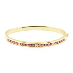 3.29 ctw Round Brilliant Rubies And Diamond Bracelet - 18KT Yellow Gold