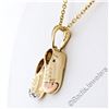 Image 4 : 14kt Yellow White and Rose Gold Dual Baby Shoe Pendant Necklace w/ 5 Round Diamo