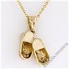 Image 6 : 14kt Yellow White and Rose Gold Dual Baby Shoe Pendant Necklace w/ 5 Round Diamo