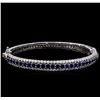 Image 1 : 3.40 ctw Sapphire and Diamond Bracelet - 14KT White Gold