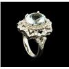 Image 4 : 4.03 ctw Aquamarine and Diamond Ring - 14KT White Gold