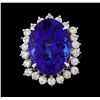 Image 2 : GIA Cert 22.45 ctw Tanzanite and Diamond Ring - 14KT White Gold