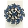 Image 3 : 14k White Gold 3.56 ctw Tiered Round Marquise Sapphire Old Diamond Ring