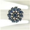 Image 5 : 14k White Gold 3.56 ctw Tiered Round Marquise Sapphire Old Diamond Ring